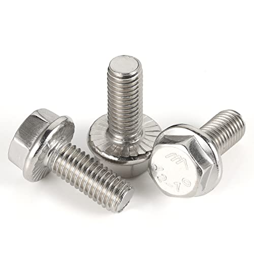 Image of 25 PCS M8 x 12mm Flanged Hex Head Bolts Flange Hexagon Screws, Stainless Steel A2, DIN 6921