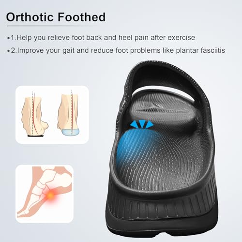 Recovery Slides for Men and Women - Orthopedic Sandals with Arch Support & Thick Cushion, Plantar Fasciitis Slippers, Lightweight Non-Slip Slides for Post-Workout Recovery4