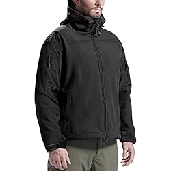 Ropa De Pesca Deportiva FREE SOLDIER Chaqueta de Deporte al Aire Librede Con Múltiples Bolsillos Chaqueta Softshell Chaqueta Exterior Masculina(Negro L)