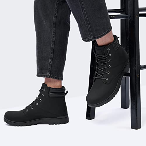 Men's Oxford Ankle Boots - Lace Up Black Leather Chukka Boot Work Casual Dress Mid-Top Fashion Walking Footwear Shoes Size 13 #TOP1