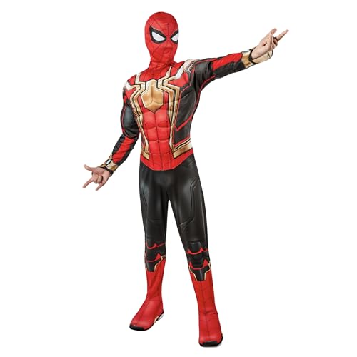 Rubie's offizielles Marvel Iron Spider-Man No Way Home Deluxe Kinder Schwarz Gold & Rot Kostüm, Kinder Superheld Kostüm Karneval