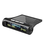 OUHUAN Solar Digital Clock with LCD Time Date Display, In-Car Temperature for Personal Car Decoration