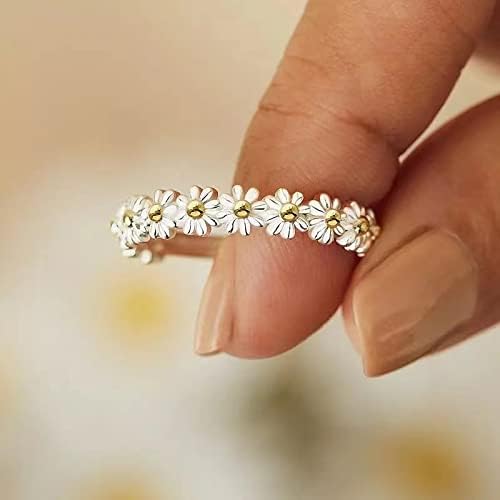 Flower Adjustable Rings for Women Daisy Ring for Girls Birthday Christmas Gifts for Duaghter Girlfriend