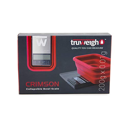 Truweigh Crimson Digital Mini Scale (200G X 0.01G - Black) Digital Kitchen Scale With Bowl - Digital Travel Scale - Portable Food Scale - Meal Prep Weight Scale - Digital Gram Scale #TOP6