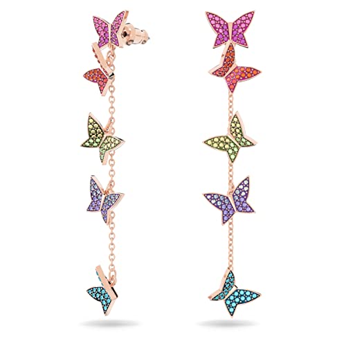 Swarovski Lilia Drop Earrings, Butterfly, Long, Multicolored, Rose-Gold Tone Finish #TOP1