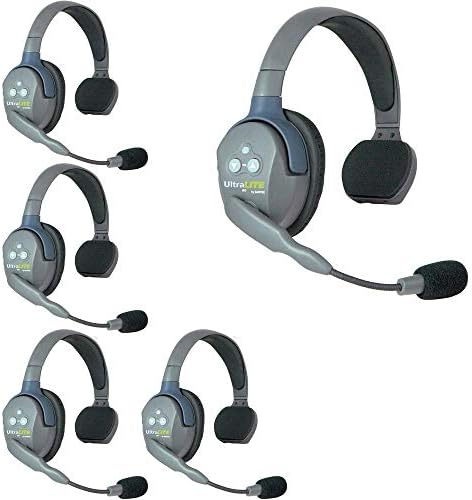 EARTEC UL5S 5-Person Full Duplex Wireless Intercom with 5 Ultralite Single Ear Headsets