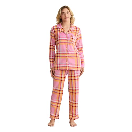 HEARTNICE Women's Fleece Pajama Set, Ultra Soft Long Sleeve Button-Down