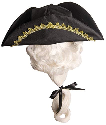 Forum Novelties Child Size American Colonial Black Costume Hat with White Wig and Feather