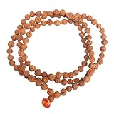 Apnisanskriti 5 Mukhi Rudraksha Mala para hombres y mujeres (6 mm, longitud del pecho, 108+1, color natural sin tratar) - Paquete de 1