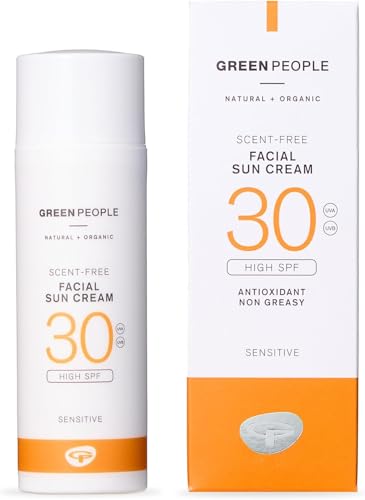 Green People Crema Solare Viso Senza Profumo SPF30 - Protezione Solare per Pelli Sensibili e Calore Pungente - Vegana e senza crudeltà - 50ml