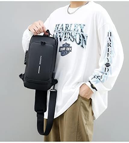 MT Anti-theft Sling Bag Business Men Bag Chest Crossbody bags with USB Password Lock, Multi-pocket Design, Shoulder Bag, Cross Body Bag, Handbag (Black)