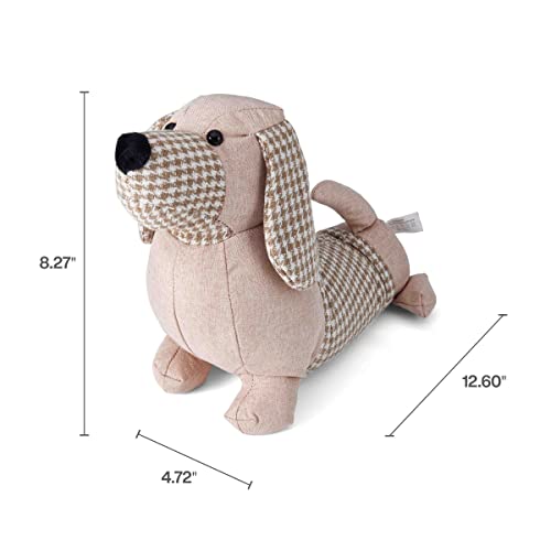 Elements 12.6X4.72X8.27 Inch Brown Plaid Dachshund Weighted Fabric Door Stopper #TOP1