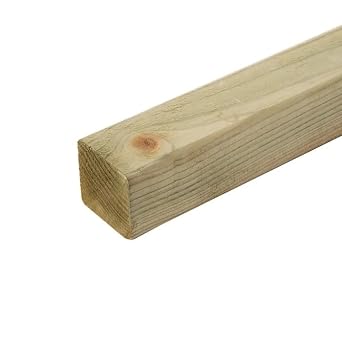 Pressure Treated Softwood Timber 2" x 2" 47mm x 45mm - 2.4 Metres Pack of 6 = 14.4m