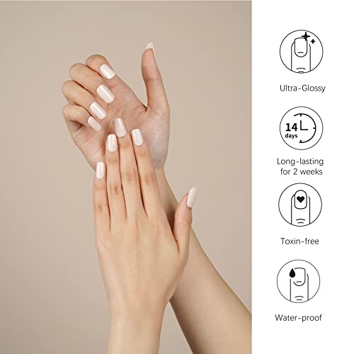 Danni & Toni Semi Cured Nail Stickers (Chic Nude) Gel Nail Strips Solid Color Nail Wraps 28 Stickers #TOP2
