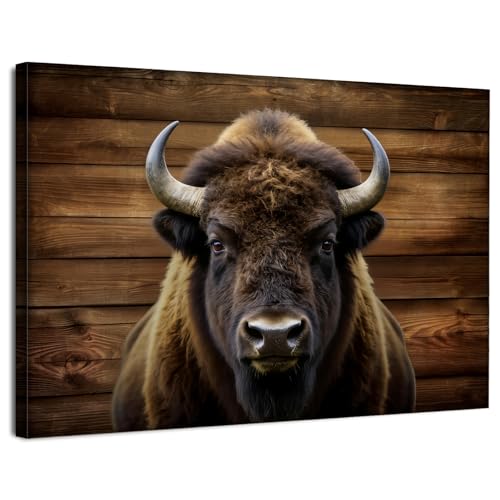 AIYISU American Bison Wall Art Cow Pictures Wall Decor Buffalo Portrait Poster Wildlife Canvas Prints Rustic Cabin Decor Western Farmhouse Animal Painting Artwork for Living Room Bedroom Office 12x16
