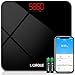 LIORQUE Personenwaage Digital Waage mit App, Bluetooth, Körperwaage aus Glas, Smart Waage Digital zum Messen von BMI usw. 180 kg, Schwarz