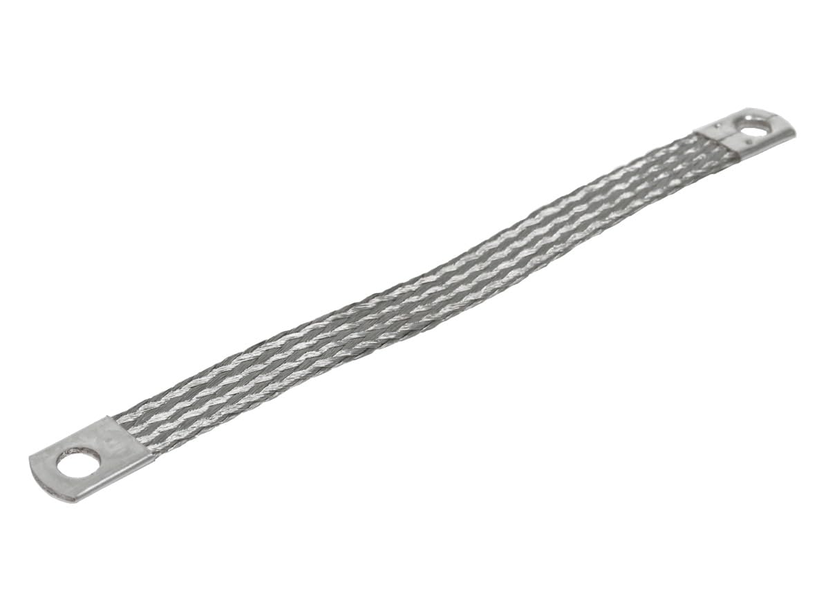 EMC Braided Grounding Strap, 200mm Length, M8-M8 Connection, Tin-Plated Copper, 10 Pack