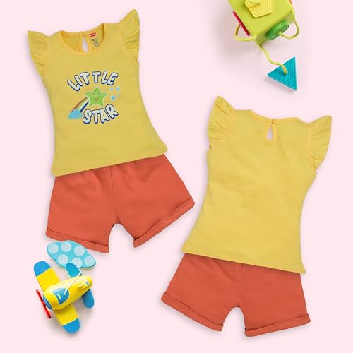 Image of LuvLap Baby Girls Regular Fit 100% Cotton Half Sleeves Girls Top CoSet Pack of 3