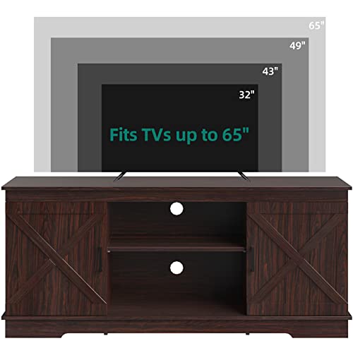 Yitahome TV STAND With Double Barn Doors And Storage Cabinets, Rustic Media Console Table Tv Cabinet For Living Room, 59 Inches, Espresso thumb #4