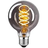 HUSTUNG Lampadine LED E27, Dimmerabile Lampadina LED 4W (Equivalente a 40W) G80 Edison Vintage Lampadina LED E27 Luce Calda 2400K -Grigio, Pacco da 1
