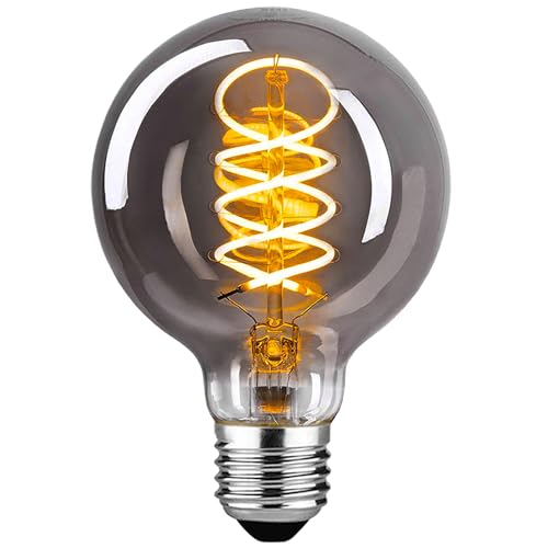 Migliori lampadine LED e27 HUSTUNG Lampadine LED E27, Dimmerabile Lampadina LED 4W (Equivalente a 40W) G80 Edison Vintage Lampadina LED E27 Luce Calda 2400K -Grigio, Pacco da 1