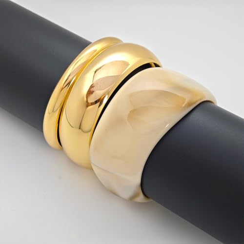 Chunky Gold Bracelets Set for Women Wide Irregular Acrylic Resin Bangle Acrylic Gold Wide Bracelets Set Punk Jewelry4