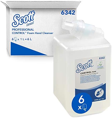 Scott Control Foam Frequent Use Hand Cleanser 6342 - Unscented Foaming Hand Soap - 6 x 1 Litre Clear Hand Wash Refills (6 Litre total)