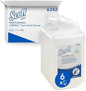 Scott Control Foam Frequent Use Hand Cleanser 6342 - Unscented Foaming Hand Soap - 6 x 1 Litre Clear Hand Wash Refills (6 Litre total)