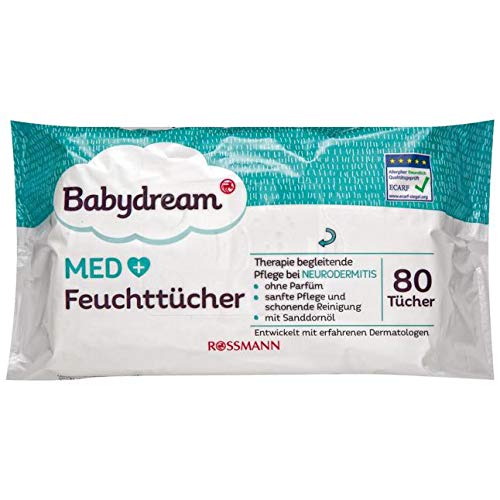 Babydream Med Lot de 80 lingettes humides thérapeutiques sans parfum - Soin doux et délicat - Idéal pour la thérapie