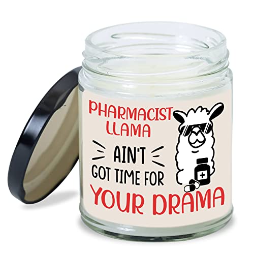 MEDROC Pharmacist Candle Pharmacist Llama Ain't Got Time for Drama Gift for Pharmacy Coworker, Birthday Christmas Gift for Pharmacist Bestie, Pharmacist Week Gift Decoration Home Gift