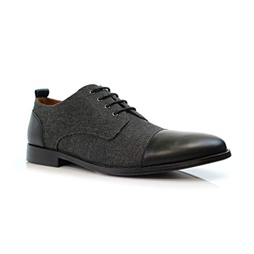 Image of Polar Fox Men's Classic Floral Derby Dress Shoes | Lace-Up Oxford Derby Collection | Derby Fashion Dress Shoes