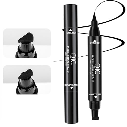 Black 2-in-1 Liquid Eyeliner Pencil Stamp Stencil - Winged Eyeliner, Long-lasting, Waterproof, Smudge-Proof