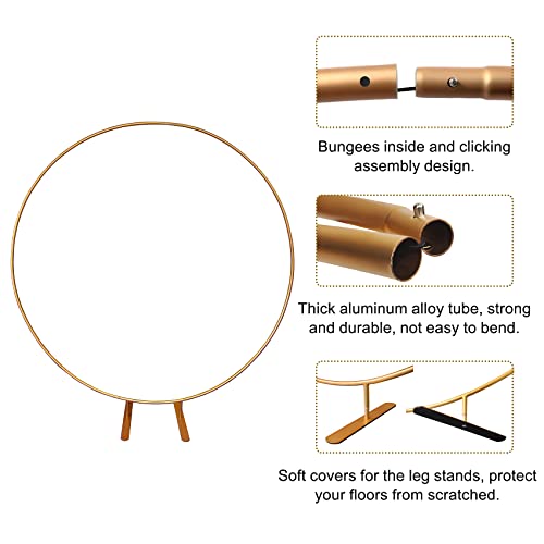 Rose Gold Circle Arch For Balloons Flower, Uniideco 6.6 Ft Circular Metal Aluminum Alloy Round Frame Arbor Wedding Arches, Gender Reveal Baby Shower Decorations Birthday Photo Ring Backdrop Stand #TOP2