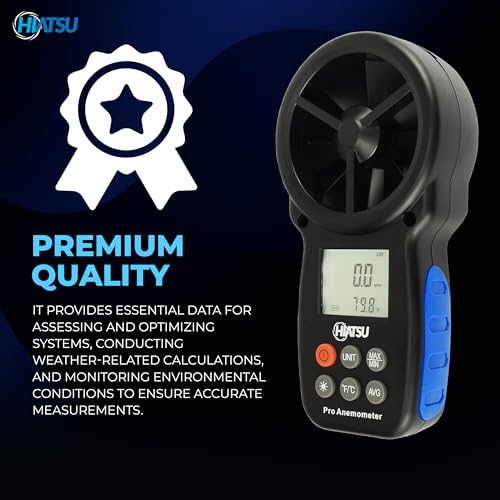 Anemometer Wind Speed Meter Tester with Temperature and Air Flow Velocity for HVAC, CFM Shooting, Wind Chill, and Barometer (Backlight)
