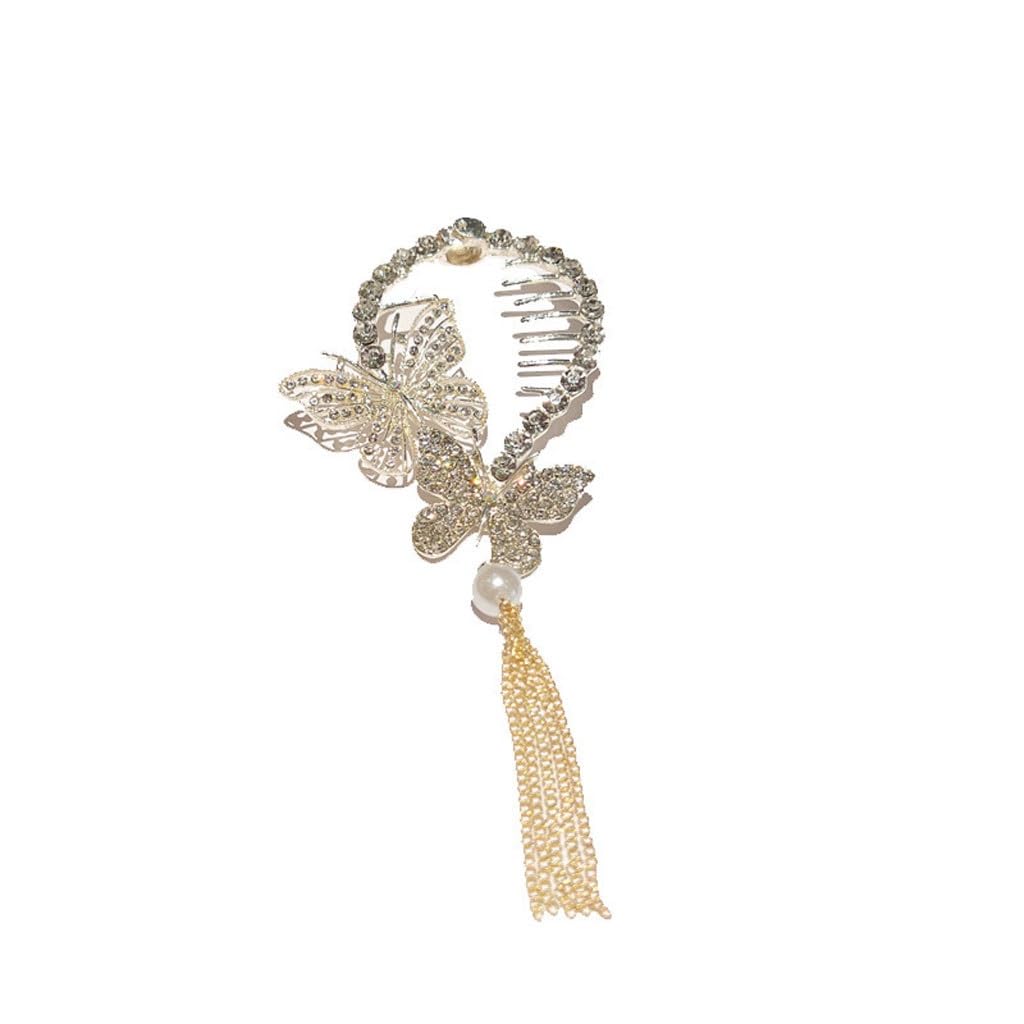 PTEXTU Water Diamond Pearl Tassel Hair Clip Hair Ball Curly Hair Light Luxury Hair Accessory