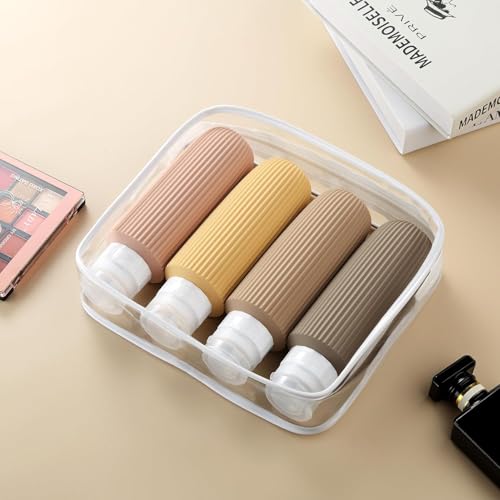 salezon||™ Travel Bottles Kit for Toiletries Organizer BPA Free 90ml Silicone Size Containers Portable Split Bottle Accessories for Conditioner Shampoo Lotion - 4 Pack(Multi Colour) 6 41QLVJrFvyL