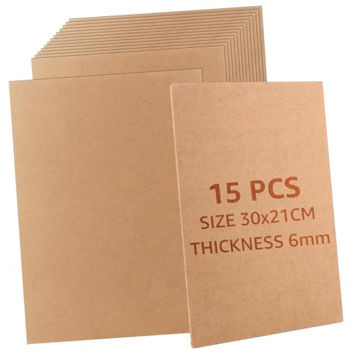 JMIATRY 15 placas de madera MDF para manualidades, 30 x 21 cm, placas de fibra de densidad media de 6 mm, para láser, sierra de marcas, enrutador CNC, modelado