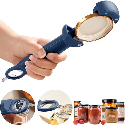 Jar Opener Multi Function Bottle Opener with Beer Opener Kitchen Tools for Jelly Jars Wine Beer and Others Bottle Openers for Seniors,Weak Hands,Arthritic Hands (blue*1)