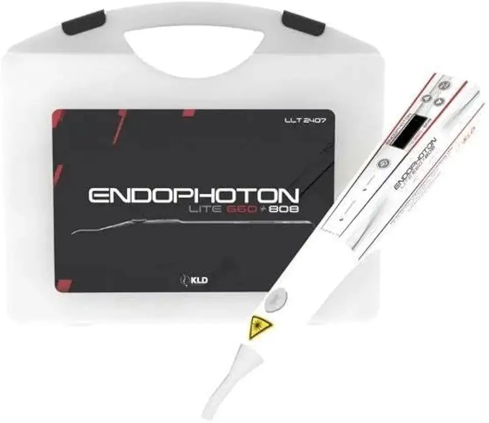Endophoton Lite 660nm e 808nm KLD Aparelho Portátil de Luz Vermelha e Infravermelha, Dispositivo de Emissão de Luz com Modos Contínuo e Pulsado, Bateria Recarregável, Maleta para Transporte e Acessórios Inclusos