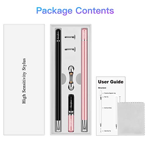 Stylus for iPad (2 Pcs), StylusHome Magnetic Disc Universal Stylus Pens Touch Screens for Apple/iPhone/Ipad pro/Mini/Air/Android/Microsoft/Surface All Capacitive Touch Screens - Black/Rose Gold - Thumbnail 7
