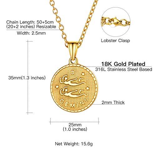 Collar Zodiaco Géminis Hombre Mujer Acero Inoxidable