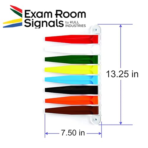 Image of Exam Room Flags, Made in USA Medical Door Flags for Doctor Offices, Hospitals, Clinics, Durable, Reliable Room Status Sign, Primary Colors, 8 Flag System, 7-Inch