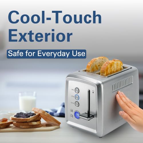 Image of Hamilton Beach 2-Slice Pop-Up Toaster | 100% Stainless Steel Body | No Microplastic Release | 7 Browning Levels | Extra-Wide Slots | Cool-Touch Exterior | Removable Crumb Tray