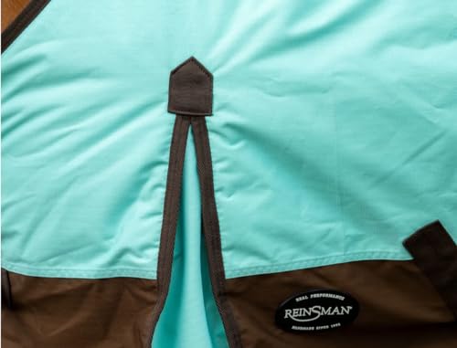 Tack Shack of Ocala Reinsman Circle Y Classic Rain Sheet, Turnout Sheet, Turnout Sheet for Horses, Rain Sheet for Horses, 0g 600D Waterproof Sheet for Horses (81, Aqua and Brown) - Thumbnail 3