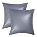 YeVhear Lot de 2 housse de coussin carrée en similicuir, housse de coussin décoratif pour canapé-lit, housse de coussin durable 18 x 18 pouces, gris bleu froid