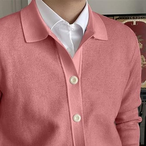 Cable Knitted Cardigan Sweater for Men Lightweight Open Front V Neck Sweaters Button Long Sleeve Solid Knitwear2