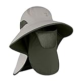 wanderhut herren filz 360 ° Sonnenschutz -- Dieser Sonnenschutzhut mit breiter Krempe misst 10 cm und die Halsklappe ist 22 cm lang, um Gesicht, Hals und Ohren zu bedecken. UPF 50+ für ultimativen Sonnenschutz, blockiert mindestens 98% der schädlichen UVA / UVB-Sonnenstrahlen.