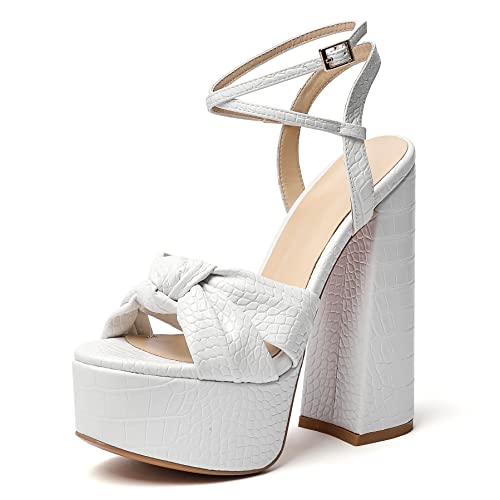 YODEKS Women's High Heels Sandals| Chunky Heel Platform Pumps| Peep Toe Ankle Strap Fashion Animal Print Summer Dress Shoes