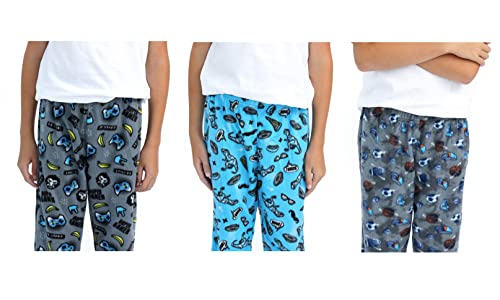 Sleep On It Boys Pajama Pants 3-Pack Soft Lightweight Sleepwear Bottoms with Elastic Waist Kids Lounge Pants for Boys3