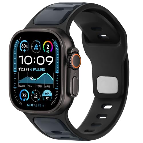 Anlinser Compatibile con Cinturino Apple Watch 49mm 46mm 45mm 44mm 42mm, Cinturini in Silicone Sport Loop per iWatch Ultra 3/2/1 Serie 11 10 9 8 7 6 5 4-1 SE, Antracite